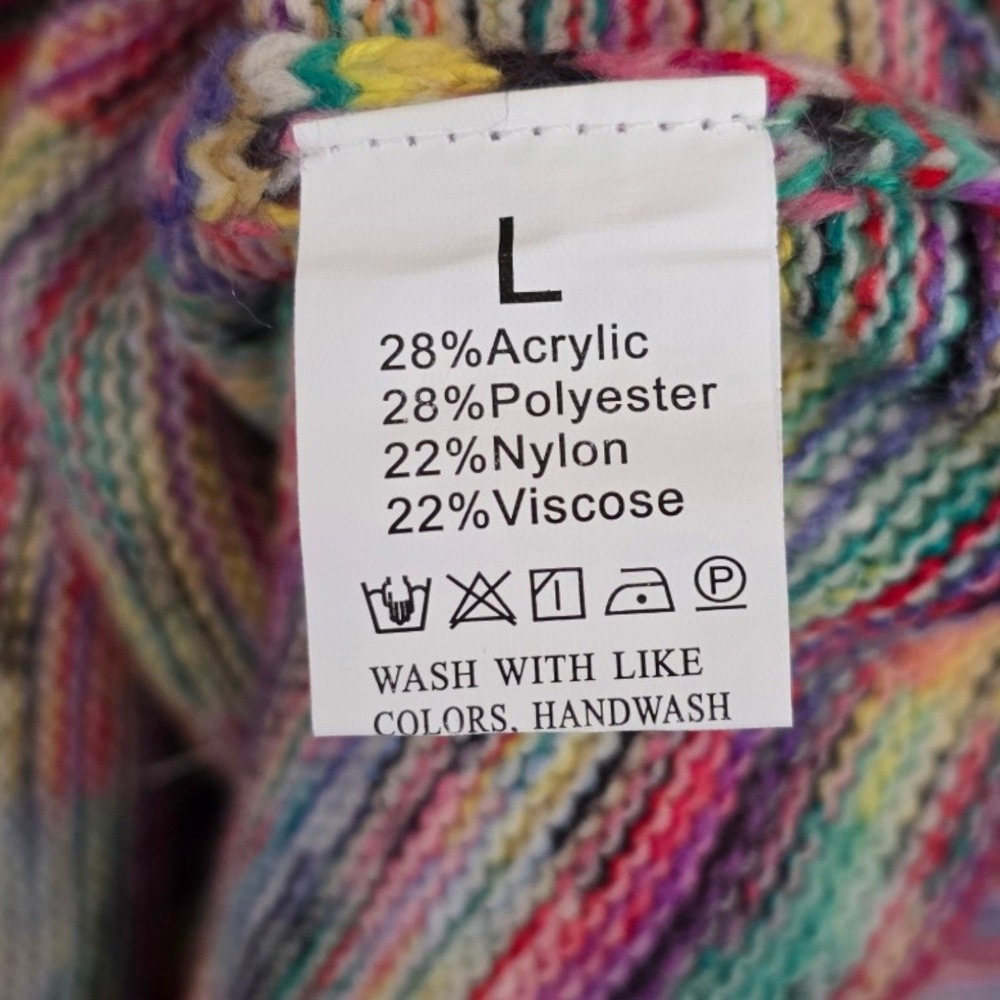 Multicolour Knitted V-Neck Sweater Lightweight Pullover‎ Large - Picture 5 of 6